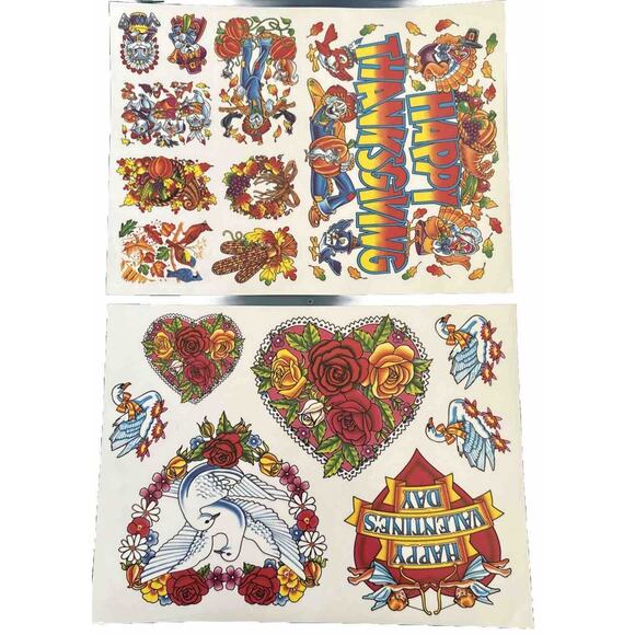 Super Signs VTG Thanksgiving Valentine’s Day Static Cling Window Decorations NEW - Picture 1 of 5